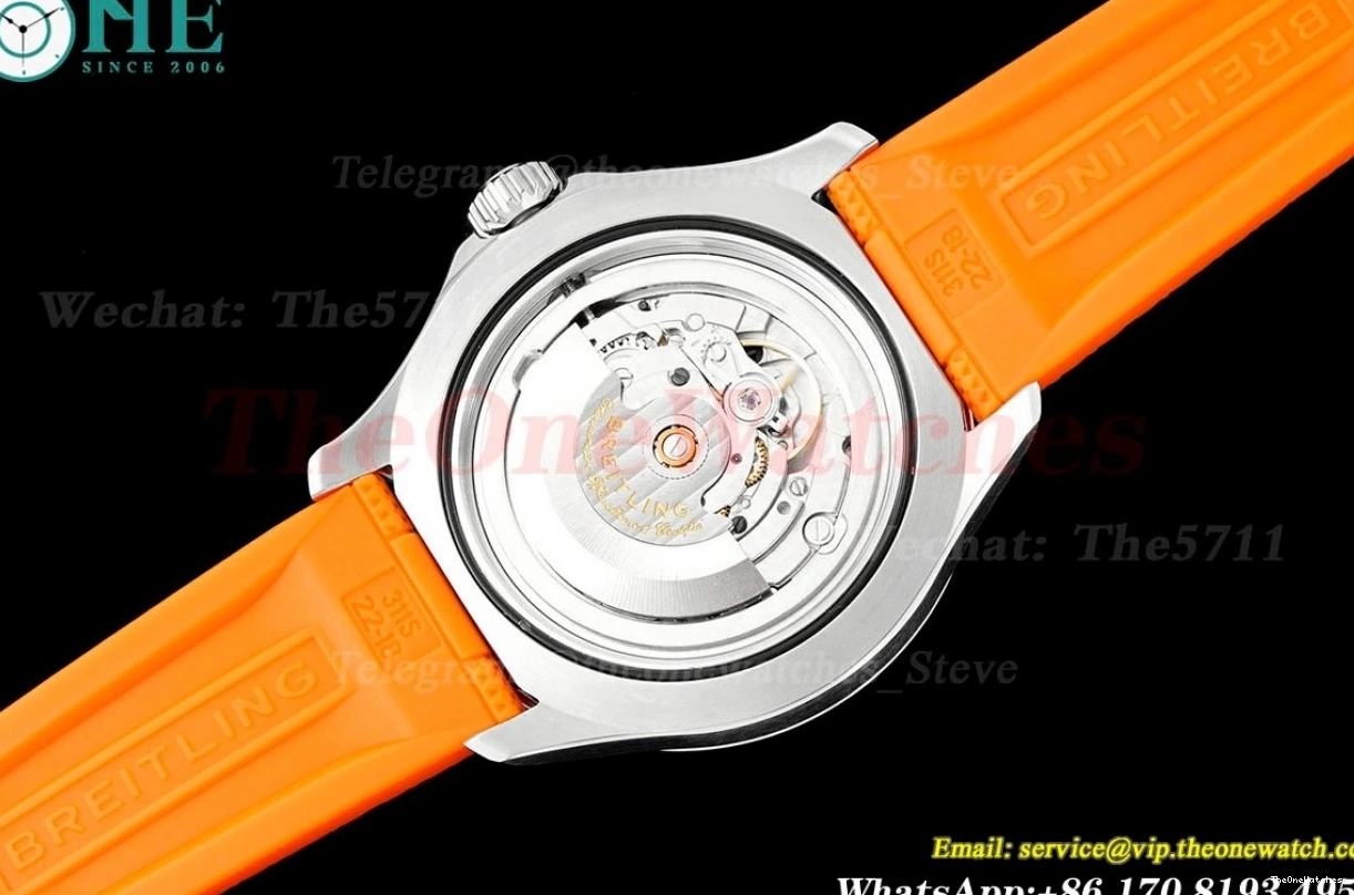 Rubber Colorful Orange A2824 Dial on TF SS RU Superocean 42mm Strap 0324
